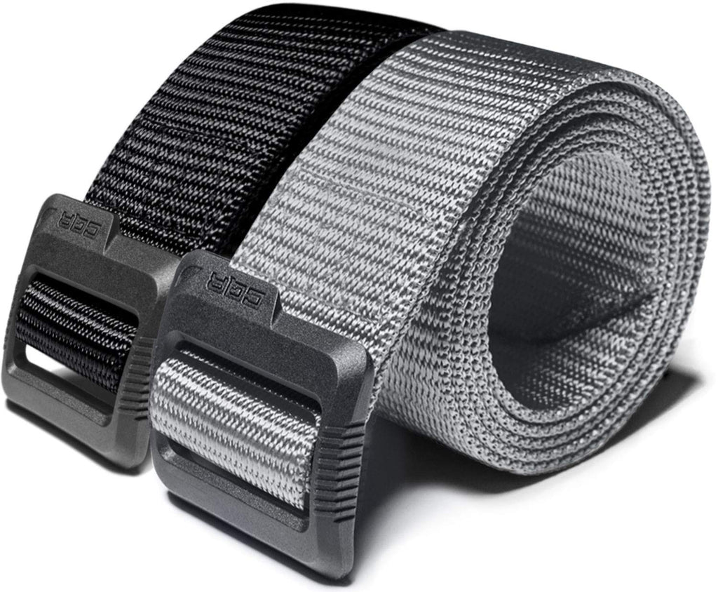 Cqr Tactical Belt, Military Style Heavy Duty Belt, Webbing Edc Quick-Release Buckle, 2Pack Plastic Flip Tab Black/Grey, X-Large