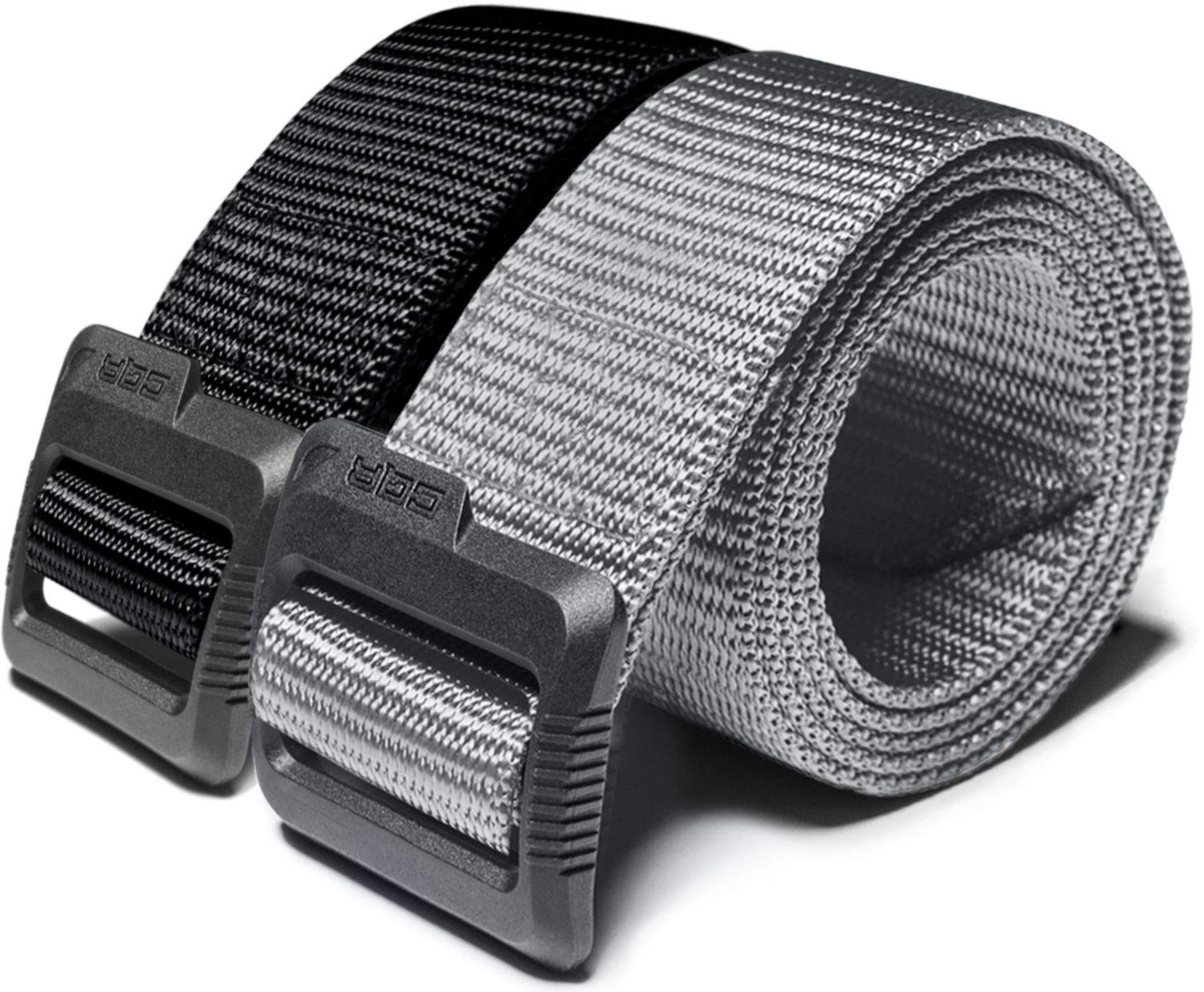 Cqr Tactical Belt, Military Style Heavy Duty Belt, Webbing Edc Quick-Release Buckle, 2Pack Plastic Flip Tab Black/Grey, X-Large