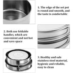 Camping Pots Pans, 4Pcs Portable Foldable Stainless Steel Combination Pot Cookware Set Camping Kitchenware Picnic Outdoor Pan Po