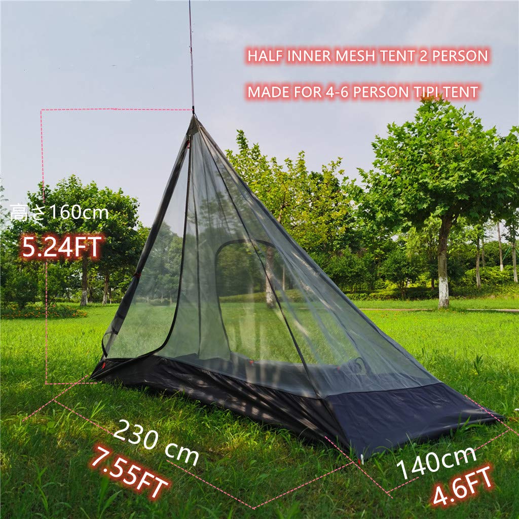 Genma0 Ultralight Half Mesh Tent For Tipi Hot Tent 1-2 Person Mesh Camping (2 Person Mesh For 4-6 Person Tipi Tent)