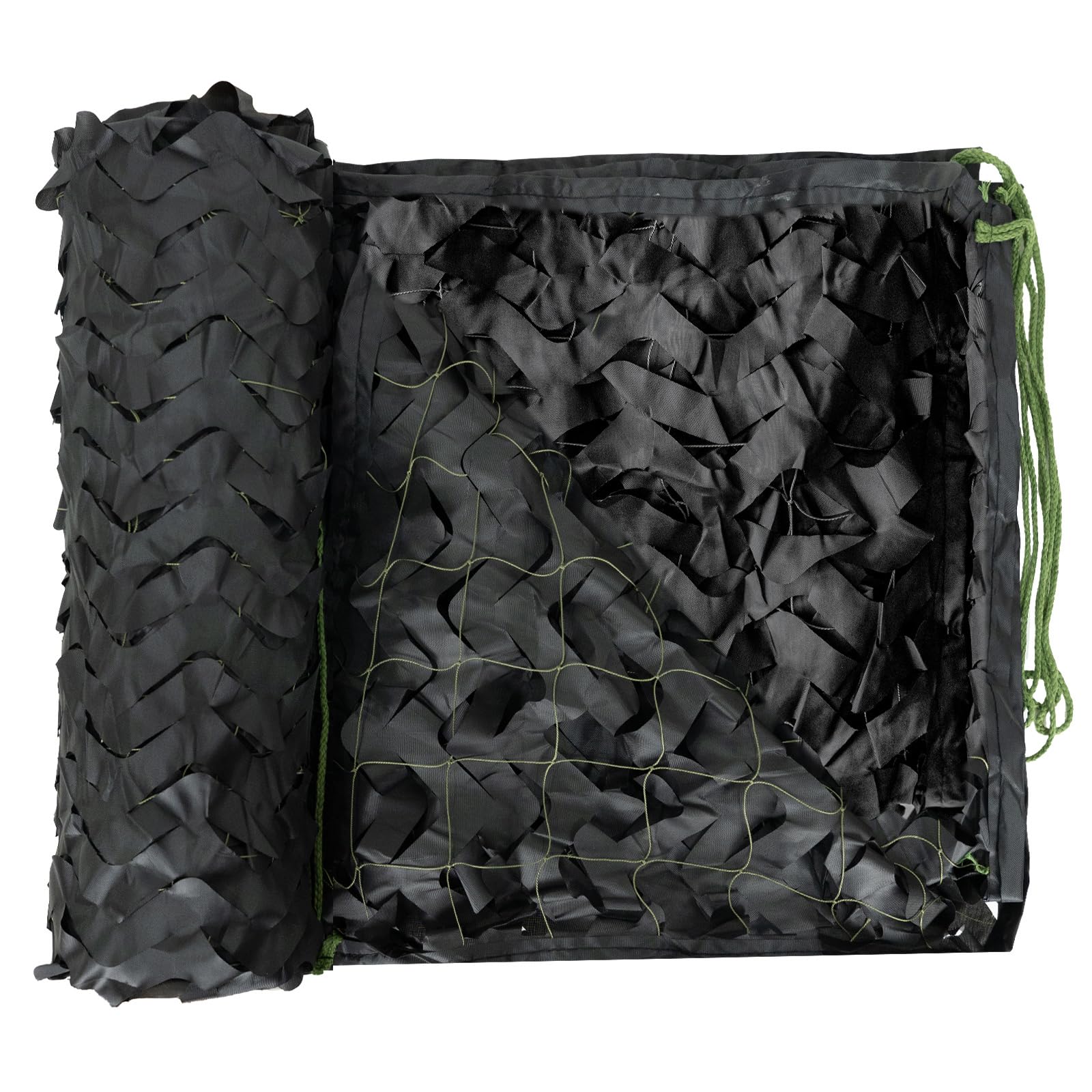 Loogu Black Camo Netting, 150D Camouflage Net For Sunshade, Camping, Military, Hunting Blind, Party Decorations - 6.5 X 26 Feet