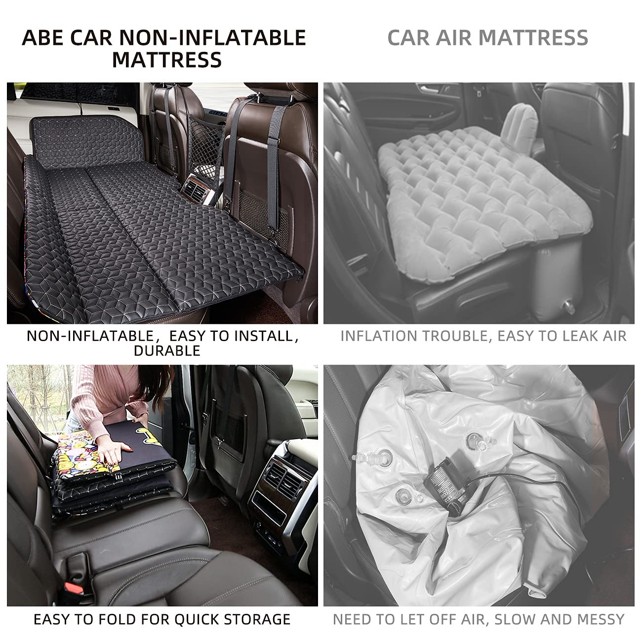 Abe Non-Inflatable Car Bed Mattress,Double-Sided Folding,Portable Back Seat, Travel Camping Mattress For Sleeping(Dinosaur World