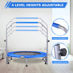 BCAN 40/48 Foldable Mini Trampoline Max Load 330lbs/440lbs, Fitness Rebounder with Adjustable Foam Handle, Exercise Trampoline f