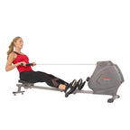 Sunny Health & Fitness Compact Folding Magnetic Rowing Machine With Lcd Monitor, Bottle Holder, 43 Inch Slide Rail, 285 Lb Max W