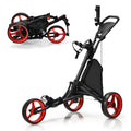 Tangkula Golf Push Pull Cart, Lightweight Aluminum Collapsible 3 Wheels Push Cart, Golf Trolley with Elastic Strap, Umbrella & C