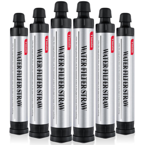 6 Pack Timain 4-Stage Filtration,High Flow Rate Water Filter Straw,Water Purifier Survival For Emergency Kits,Travel,Camping, Hi