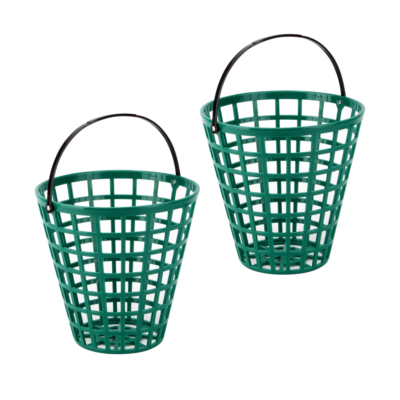 KVMORZE 2 Pack 100 Balls Golf Ball Basket, ABS Golfball Container Bucket with Handle, Ball Holder Contain Stadium Accessories Go
