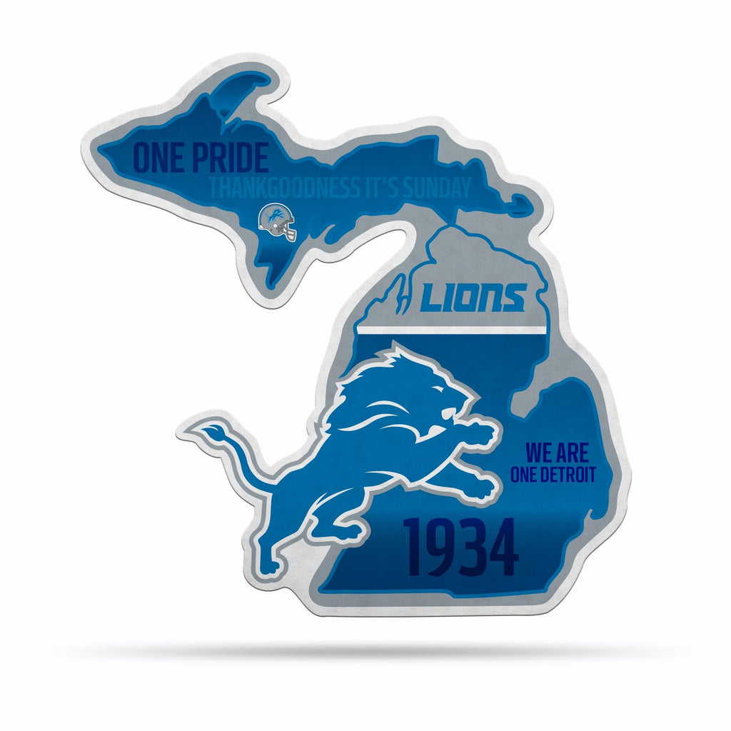 Rico Industries Nfl Football Detroit Lions State Shape Shape Cut Pennant - Home And Living Room D  Cor - Soft Felt Ez To Hang