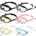Kanayu 6 Pieces Kids Swimming Goggles Pool Goggles Anti Fog Wide View No Leaking with Wear Earplugs Nose Clip for Kids 6-13 (Pin