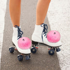 Sumind 2 Pieces Roller Skate Pom Poms With Bells For Women Girls Princess Fluffy Tie-On Roller Skate Pom Poms Fuzzy Pom Poms For