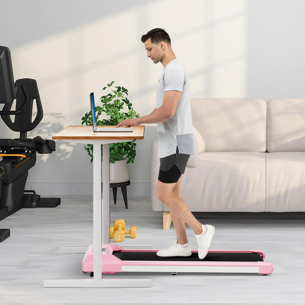 Gymax Walking Pad, 2.25Hp Under Desk Treadmill With Led Display, Remote Control & 7-Layer Belt, Compact Portable Jogging Running