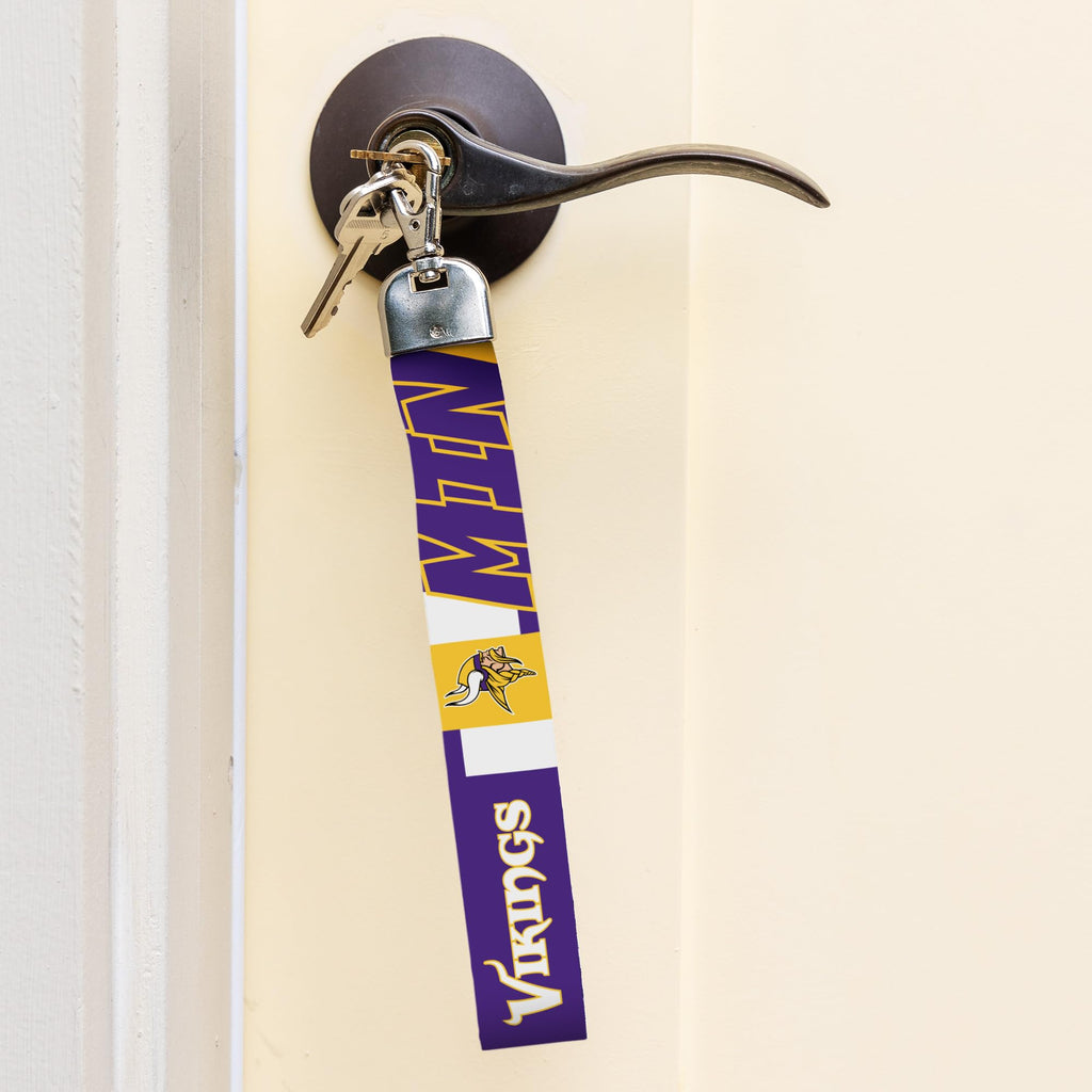 Rico Industries Nfl Football Minnesota Vikings Standard Wrist Lanyard Key Chain, Cute Wristlet Strap Keychain Holder For Women M