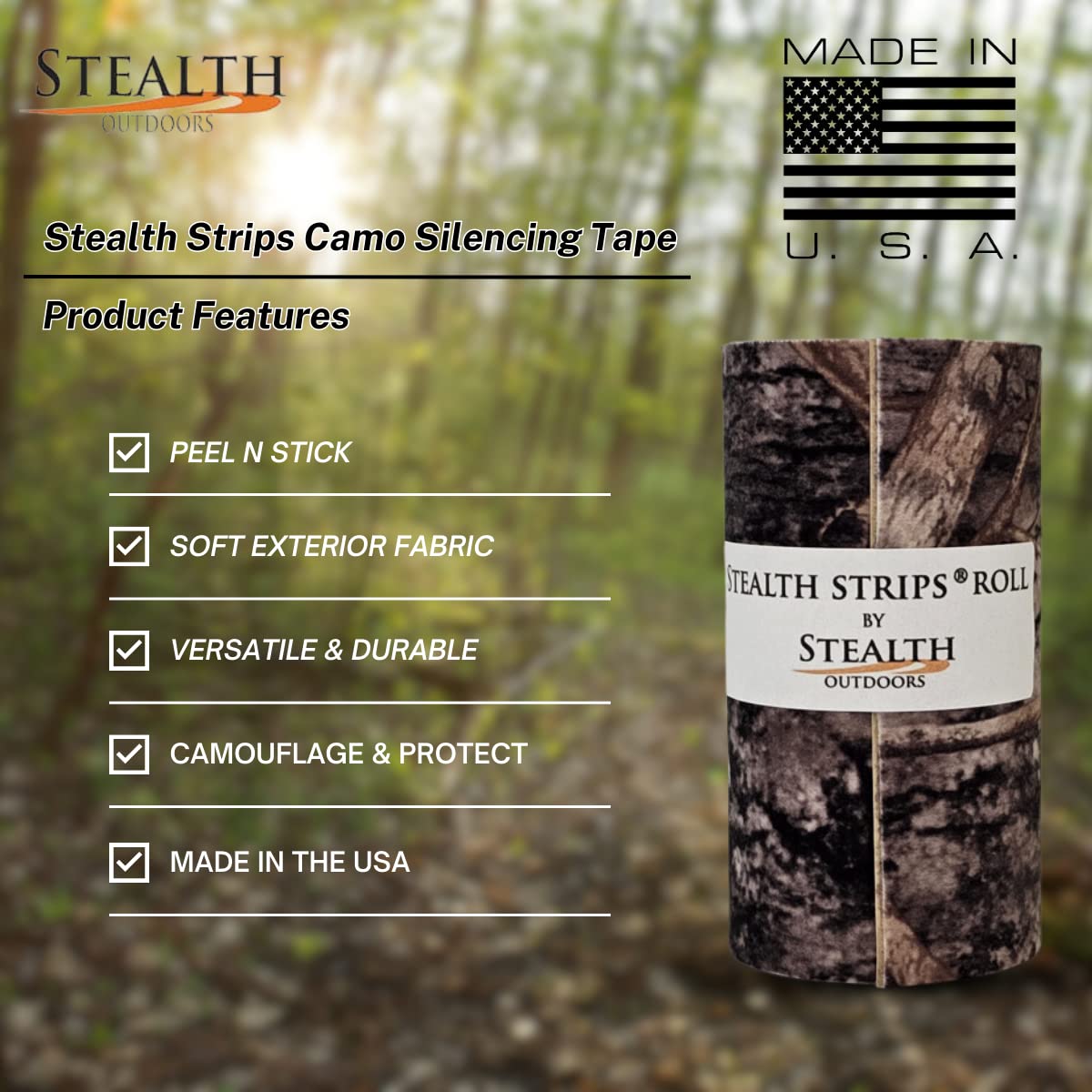 Stealth Strips Conceal Camo Silencing Tape | Self Adhesive Silencing Fabric | Great For Quieting All Of Your Metal Hunting Gear