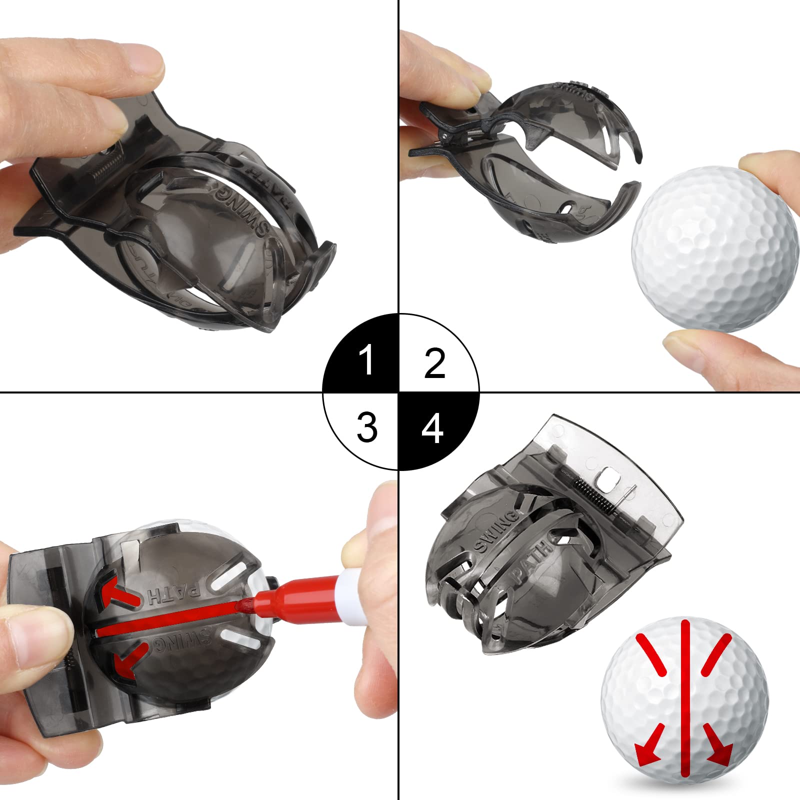 8 Pack Golf Ball Marker Liner Drawing Marker, 4 Golf Ball Marker Stencil And 4 Color Golf Ball Markers, Golf Ball Line Marker To