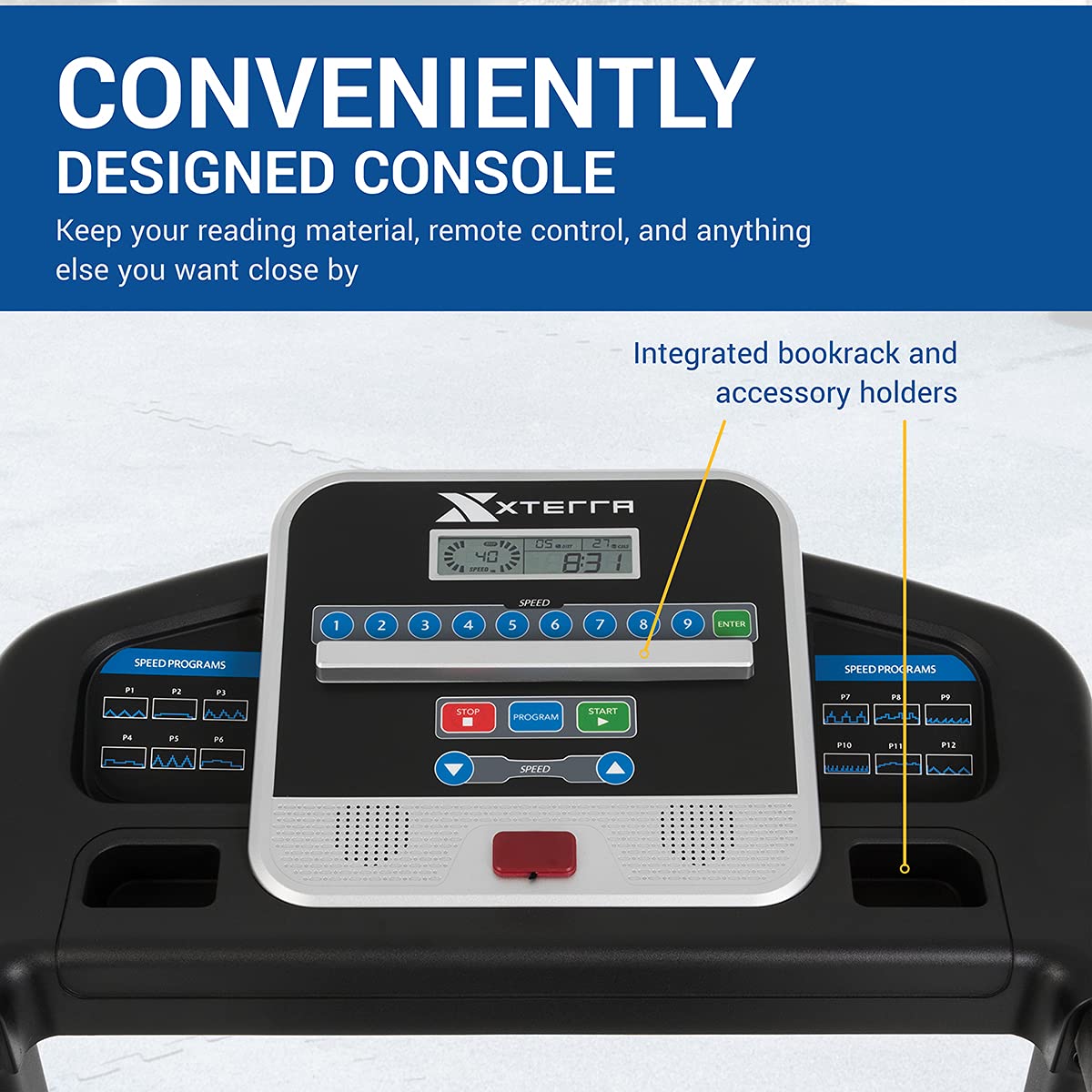 Xterra Fitness Tr150 Folding Smart Treadmill, 250 Lb Weight Capacity, 2.25Hp Motor, Multiple Levels Of Incline, 12 Preset Progra