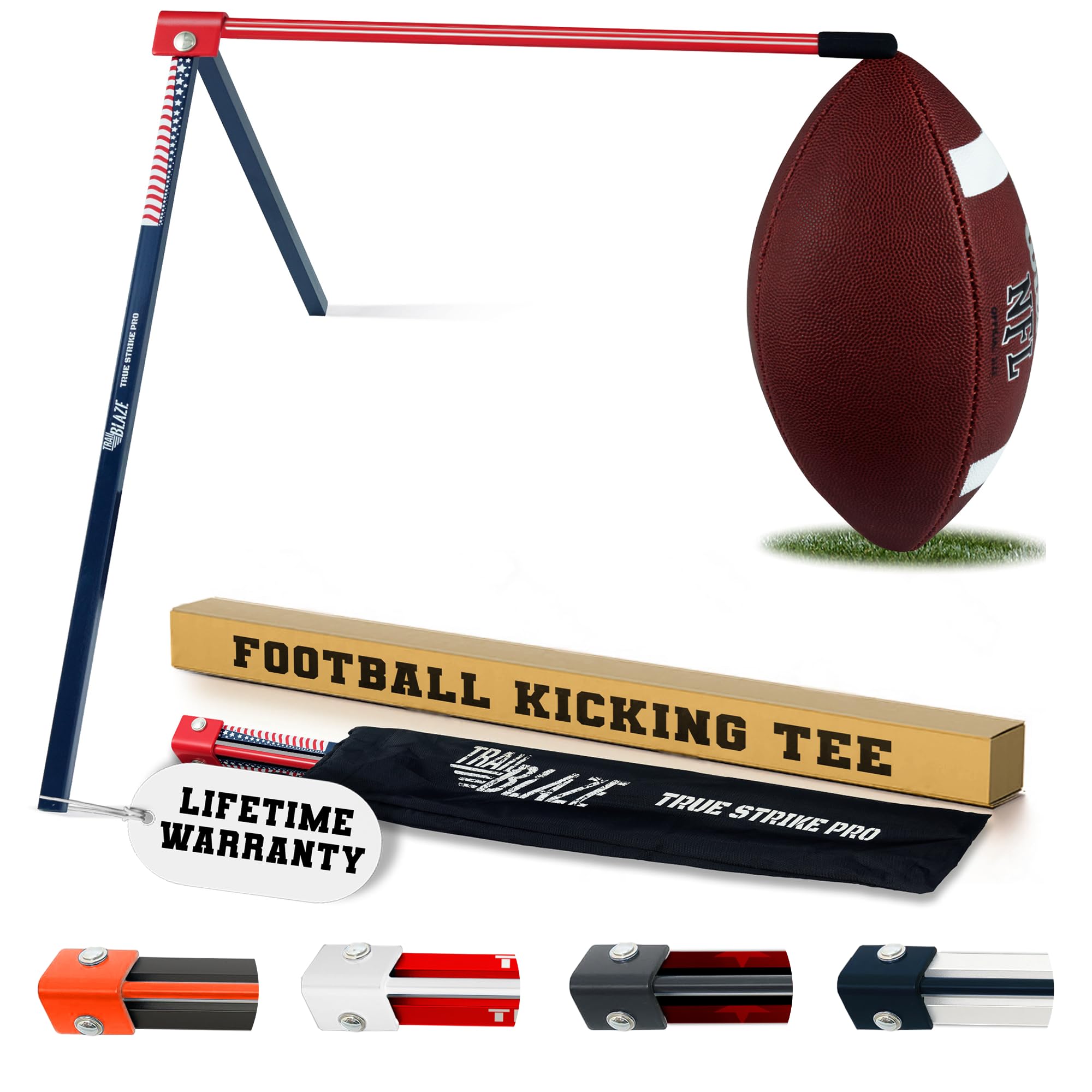 True Strike Pro Football Kicking Tee - The Ultimate Football Kicking Stand Football Tee Holder Compatible With All Ball Sizes -