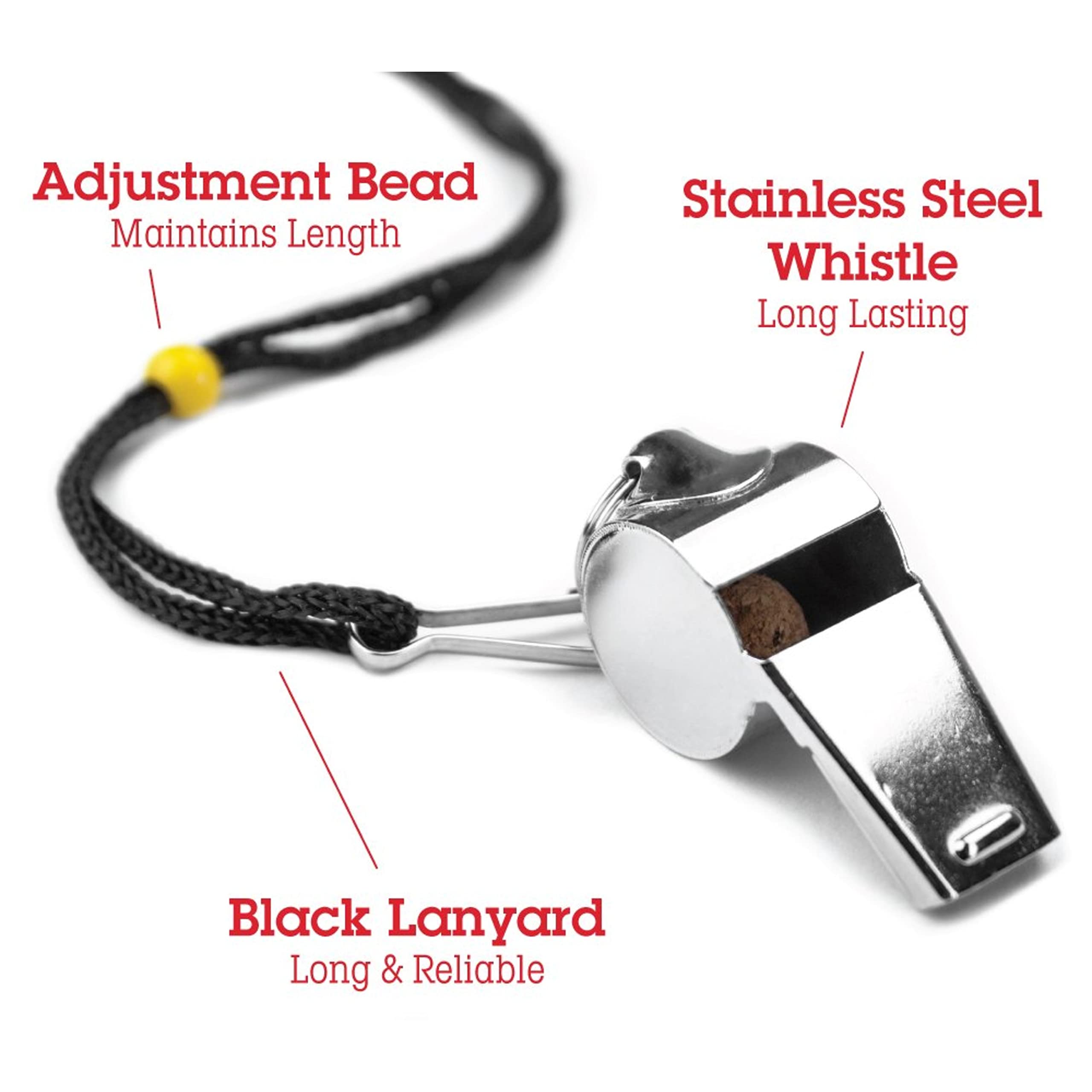 Crown Sporting Goods Scoa-001 Stainless Steel Whistle With Lanyard - Great For Coaches, Referees, And Officials By