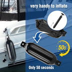 Affordura Boat Fender 4 Pack Boat Bumpers Fenders With 4 Ropes, Boat Bumpers For Pontoon Boat Fenders Inflatable (Black, 6.5 Inc
