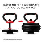 Yes4All Comfortable Grip Adjustable Kettlebell Handle Converter For 1 Inch Weight Plates - Red