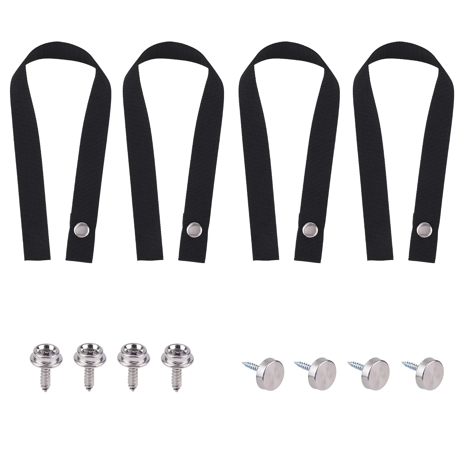 4pcs Pontoon Boat Ladder Strap, 18 Inches Polyester Boat Ladder Strap Clip Replacement with Screws for Ship Car RV Garage Access