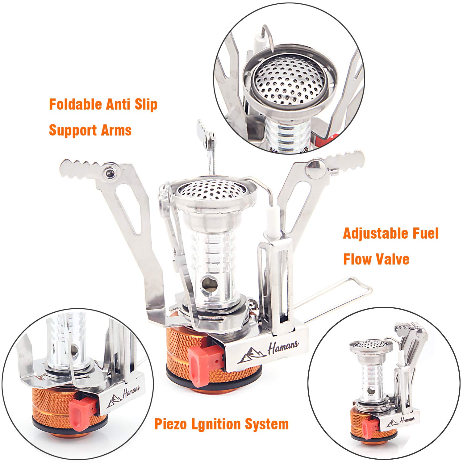 Hamans Ultralight Portable Outdoor Backpacking Stove Camping Stoves Gas Stoves With Piezo Ignition (Only Stove)