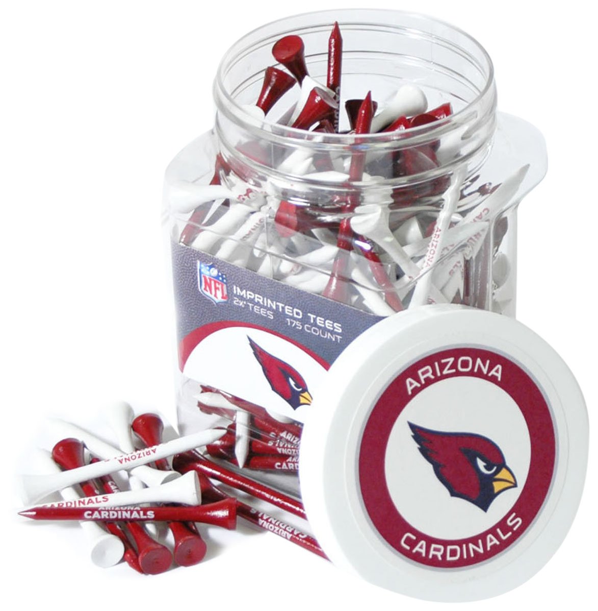 Team Golf NFL Arizona Cardinals Jar Of 175 Golf Tees 2-3/4 Golf Tees, 175 Pack, Regulation Size, Multi Team Colors