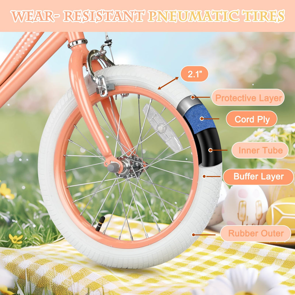 Glaf Toddler Girls Bike For Age 2-9 Years 12 14 16 Inch Girls Bike With Training Wheels And Doll Seat Kids Bike Bicycle With Bas