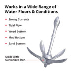Seasense Folding Grappling Anchor - Ideal For Fishing Vessels, Dinghies, Kayaks, Canoes & More, Great For Strong Currents & Sand