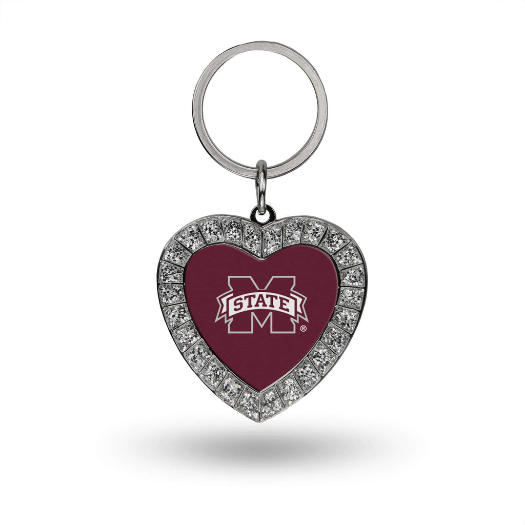 Rico Industries Ncaa Mississippi State Bulldogs Metal Rhinestone Heart Keychain