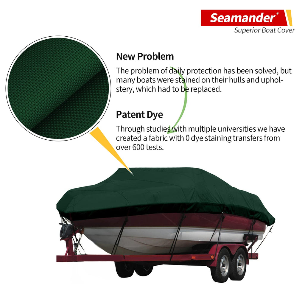 Seamander Waterproof Boat Cover, Solution-Dyed Yarn Marine Grade Cover Fits 20' To 22' Ft Bass, V-Hull, Tri-Hull, Fish & Ski, Ru