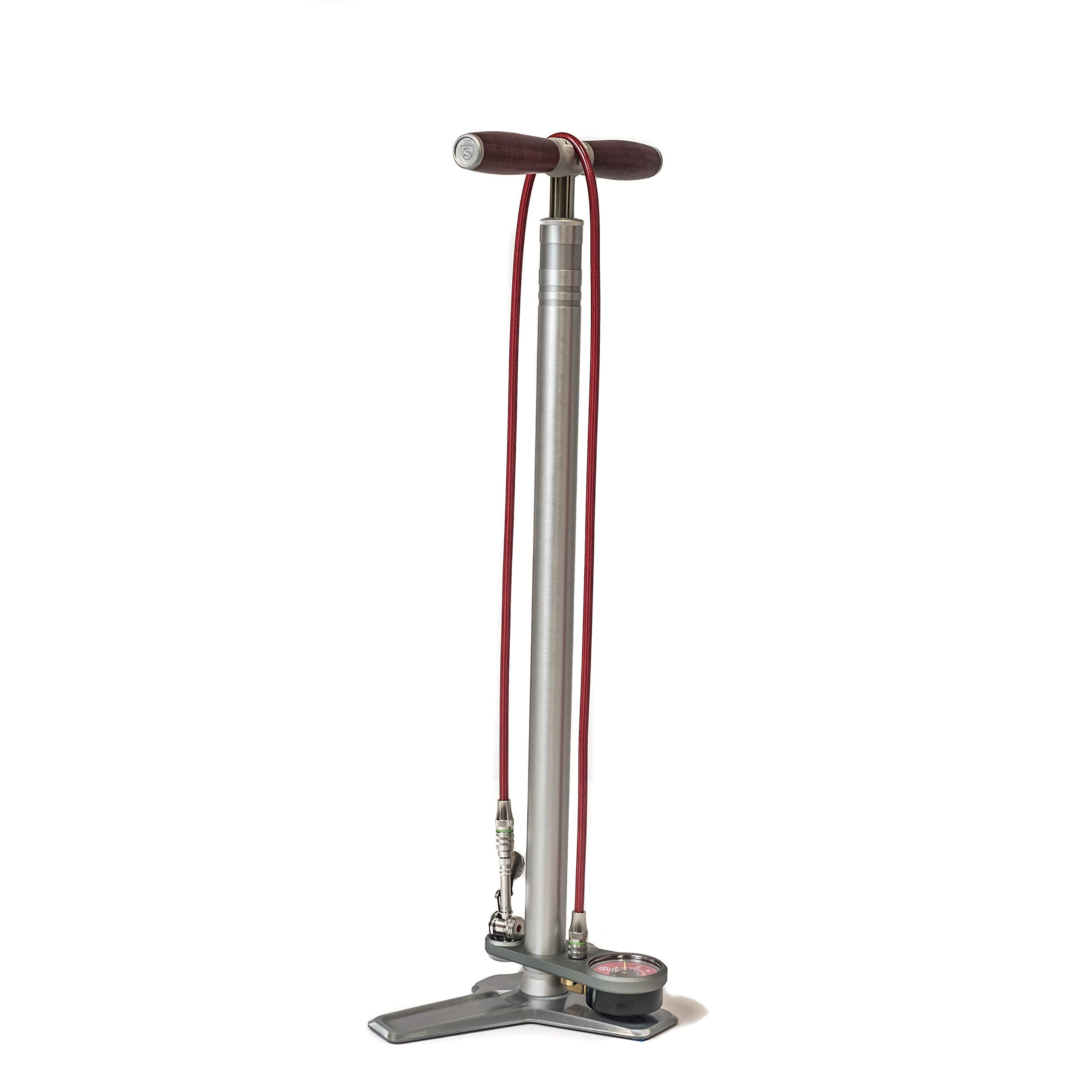 SILCA Super Pista Ultimate Floor Pump | Hiro Edition Chuck | 160psi Gauge | Braided Steel Hose | Rosewood Handle