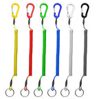 Lix&Rix Color Fishing Lanyards Fishing Tool Pole Safety Coiled Lanyards Retractable Wire Inside With Carabiner, 6Pcs