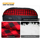Redcamp Large Cotton Double Sleeping Bag For Adults, 2 Person Cold Weather Warm Queen Size Flannel Sleeping Bags For Camping, Bl