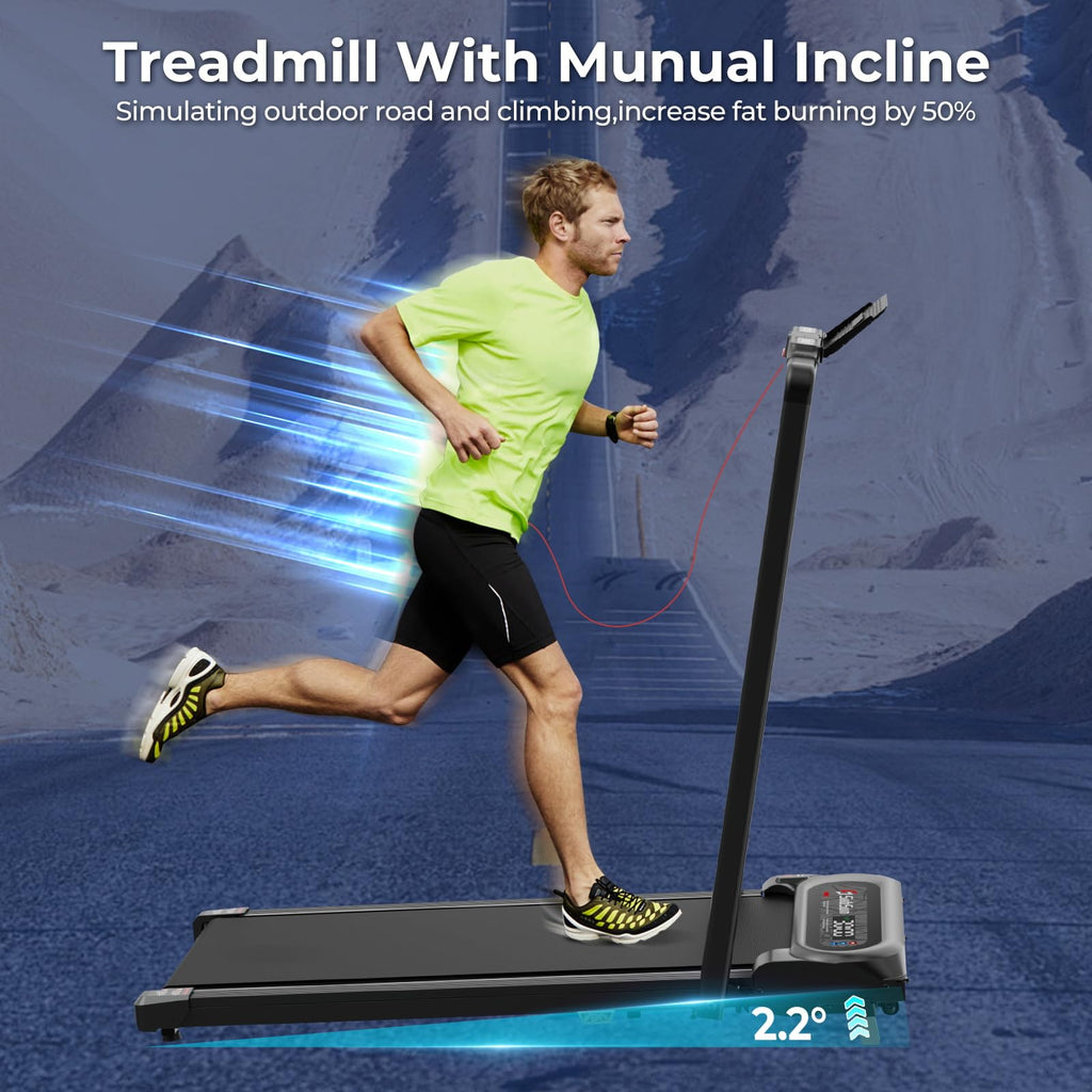 Subsun 2 In 1 Folding Treadmill, Walking Pad With Handle Bar, Under Desk Treadmill With 265 Lbs Capacity For Office, Remote Cont