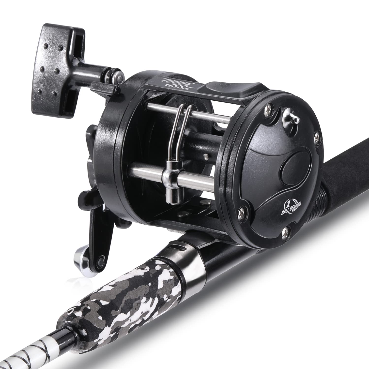 Sougayilang Conventional Reel And Fiberglass Fishing Rod Combo, Medium Heavy For Catfish Angling