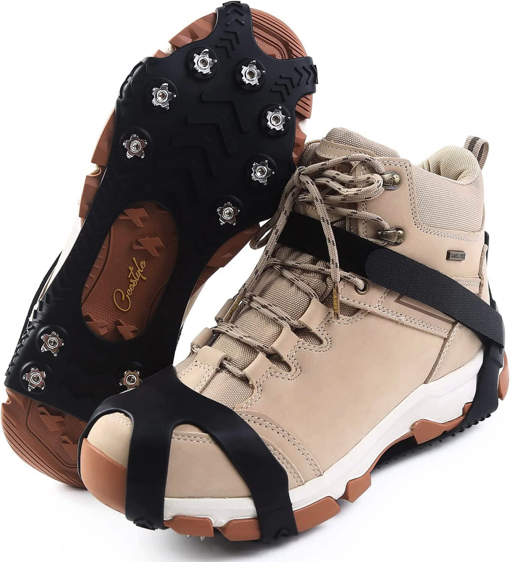 11 Spikes Crampons, Upgraded Version Stainless Steel Anti-Slip, Ice Cleats Traction Grips For Hiking Shoes And Boots, Safe Prote