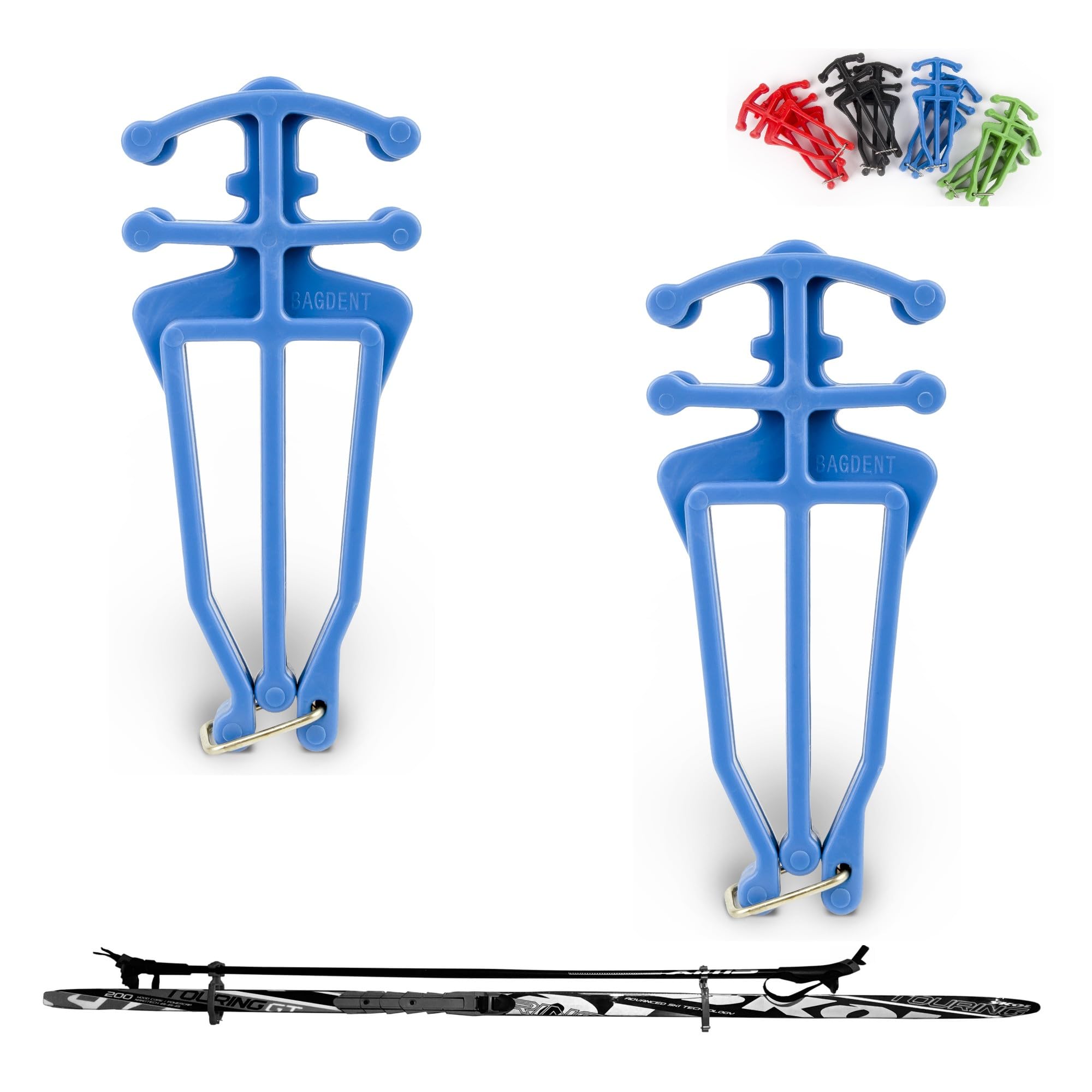 Bagdent Cross Country Skis and Poles Holder - 1 Pair, Universal Nordic Ski Pole Carrier (Blue)