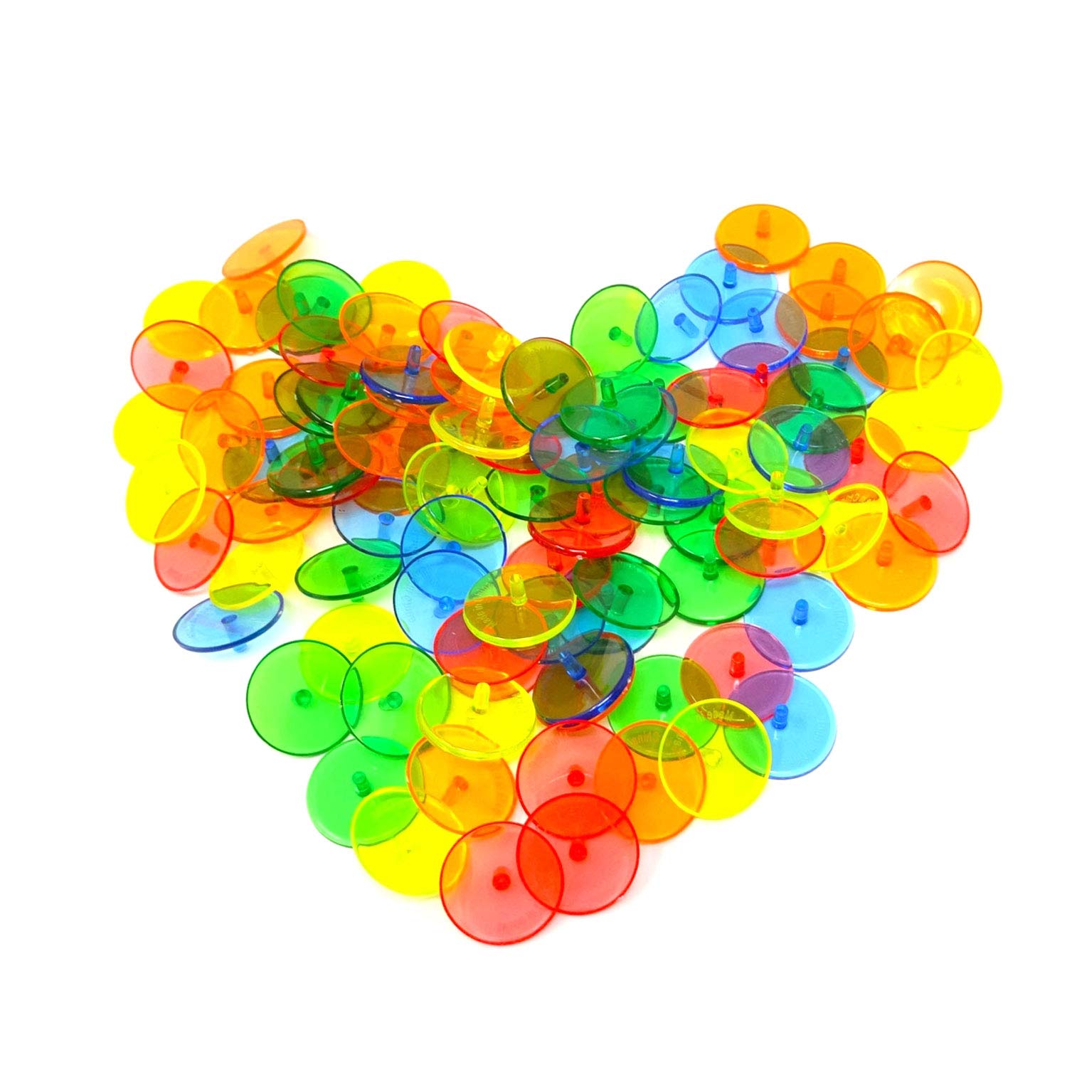 Honbay 100PCS Plastic Round Transparent Golf Ball Position Markers for Golf and Baseball (5 Color, 24mm)