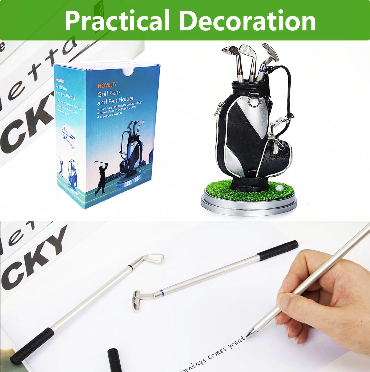 Golf Pen Holder Gifts For Men Women, Unique Birthday For Dad Boyfriend Boss Coworkers Golfers, Cool Office Gadgets Desk Decor, M