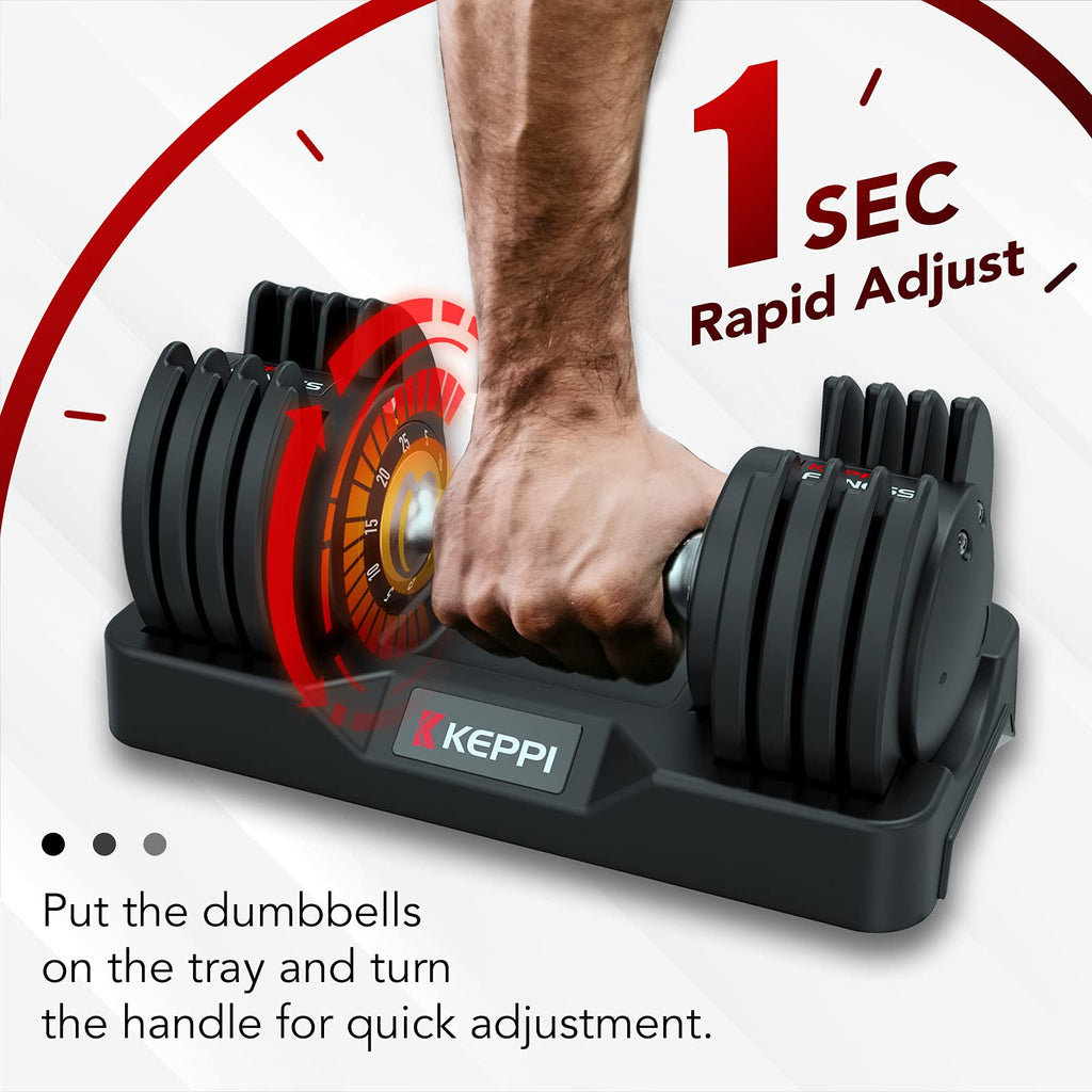 Keppi Adjustable Dumbbells Set-25Lb Single Dumbbell With Anti-Slip Metal Handle For Exercise & Fitness Fast Adjust Weight For Fu
