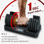 Keppi Adjustable Dumbbells Set-25Lb Single Dumbbell With Anti-Slip Metal Handle For Exercise & Fitness Fast Adjust Weight For Fu