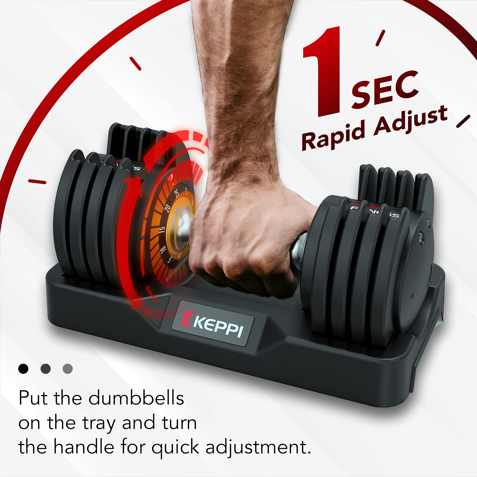 Keppi Adjustable Dumbbells Set-25Lb Pair Dumbbells With Anti-Slip Metal Handle For Exercise & Fitness Fast Adjust Weight For Ful