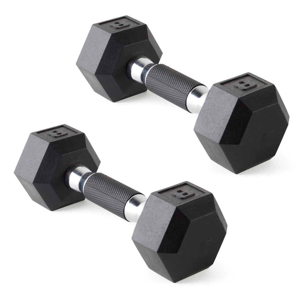 Cap Barbell Coated Dumbbell Weights With Padded Grip, Pair, 8 Lbs