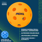 Pckl Optic Speed Pickleballs  Indoor & Outdoor  4 Pack  Built To Usapa Specifications (Indoor Orange)