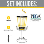 Franklin Sports Championship Disc Golf Basket - Portable Metal Disc Golf Hole Basket - Professional Pdga Target - Golden Prey Ta