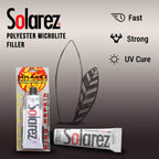 Solarez Uv Cure Microlite White Polyester Ding Repair Filler (0.5 Oz) - Surfboard Repair Foam With 60/240 Grit Sand Pad & Spread