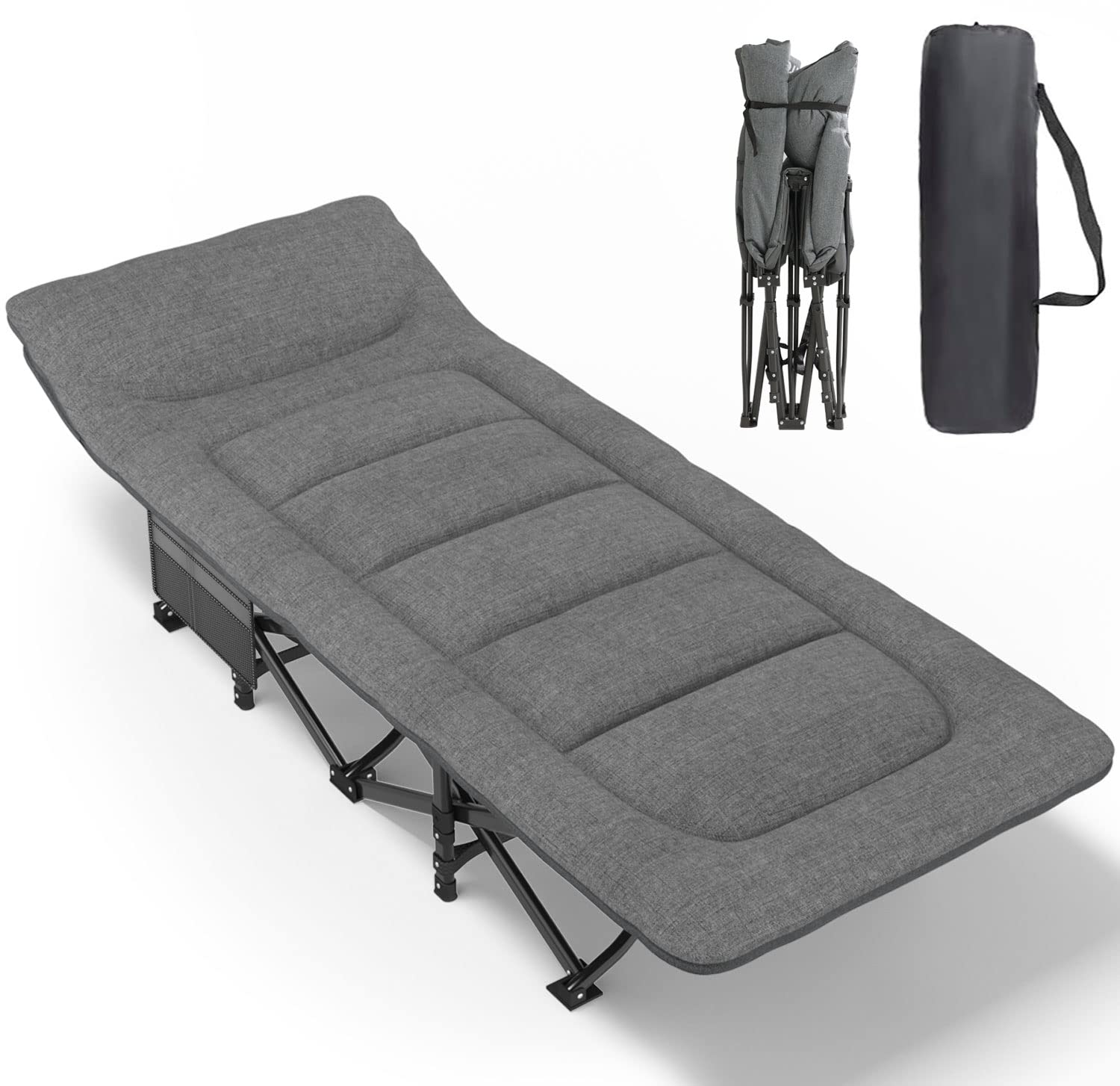 Atorpok Camping Cot For Adults With Cushion And Pillow, Portable Folding Bed For Sleeping, Lightweight Tent Cot With Carry Bag F