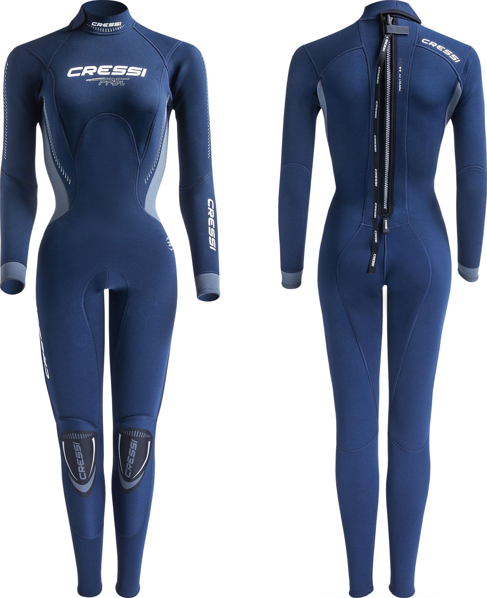 Cressi Fast 3 mm Lady Monopiece Wetsuits, Blue/Grey, 2XL