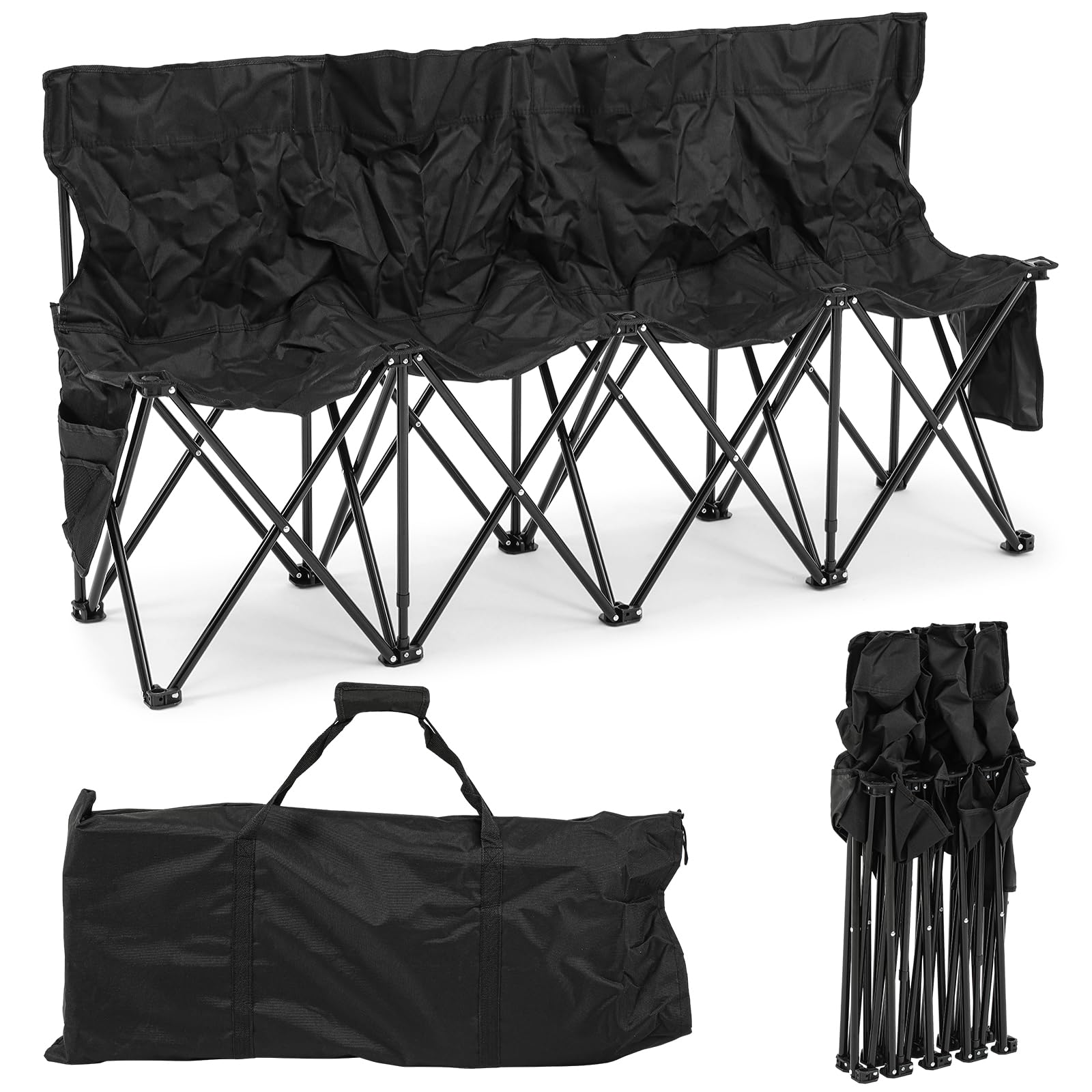 Kigley Portable 4 Seat Soccer Bench Chairs Foldable Team Sports Bench With Pockets And Carrying Bag For Camping Soccer Sports Te