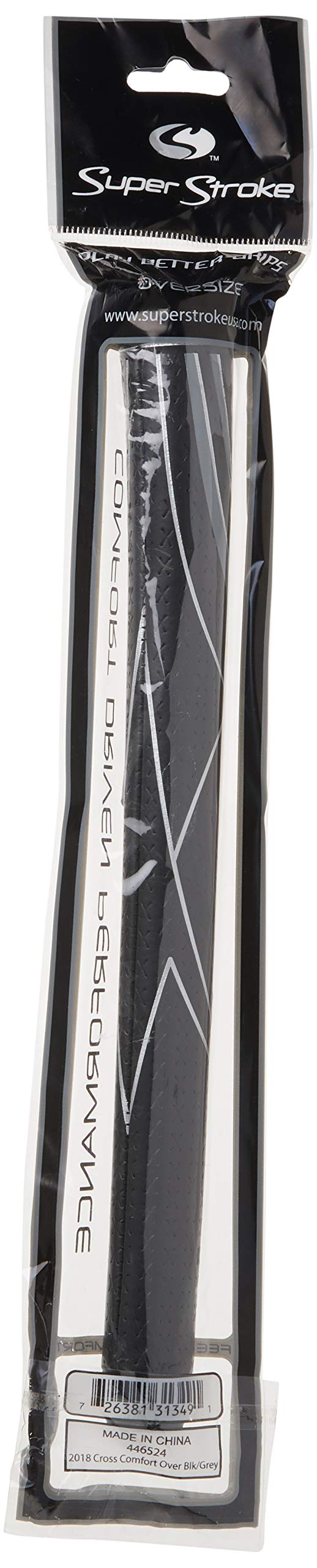 Superstroke Cross Comfort Golf Club Grip, Black/Gray (Midsize) | Soft & Tacky Polyurethane That Boosts Traction | X-Style Surfac